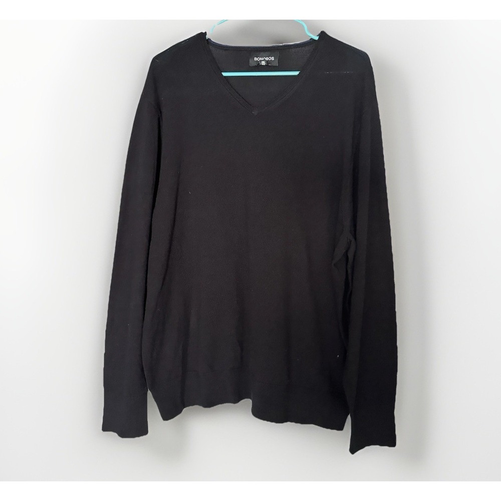 Bonobos Men's 100% Merino Wool Pullover Sweater V Neck Black XXL